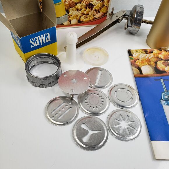 Vintage SAWA 2000 Standard Metal Cookie Press Decorator Gun With Box 1970s - Picture 11 of 16